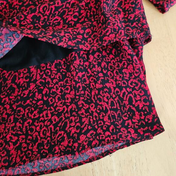 Zara Mock Neck Ruffle Tiered Animal Print Mini Dress Sz L EUC - Picture 8 of 10